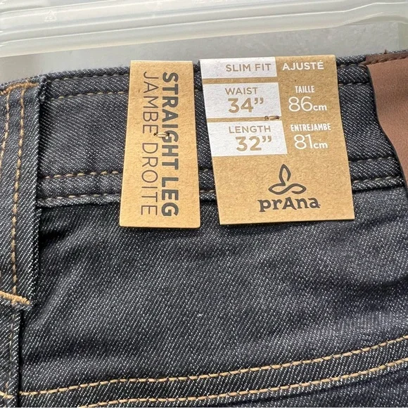 Prana Men's Brider Dark Blue Straight Slim Fit Jeans 34x32 - Picture 6 of 9